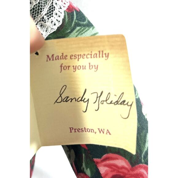 Vintage Holiday Floral Teddy Bear By Sandy Holiday 20” W/ Original Tag - Picture 6 of 6